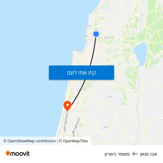 מפת אבו סנאן למשמר השרון