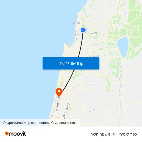 מפת כפר יאסיף למשמר השרון