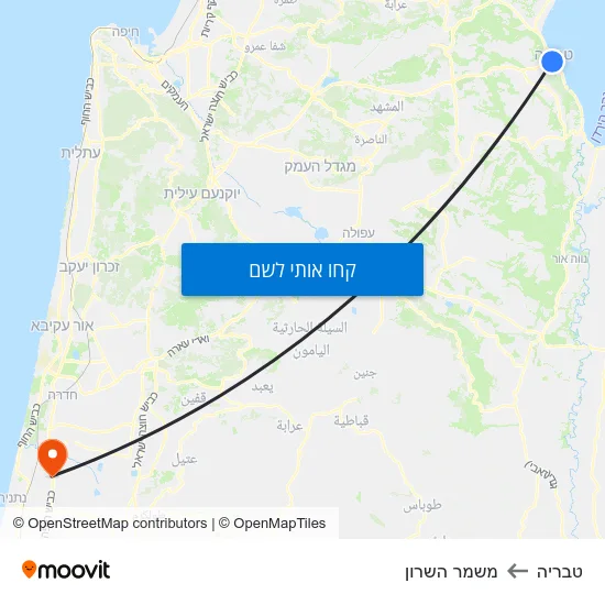 מפת טבריה למשמר השרון