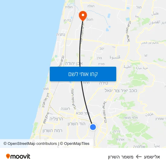 מפת אלישמע למשמר השרון