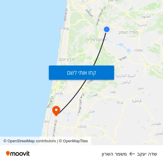 מפת שדה יעקב למשמר השרון