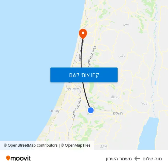 מפת נווה שלום למשמר השרון