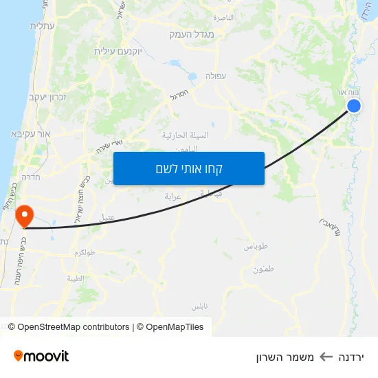 מפת ירדנה למשמר השרון