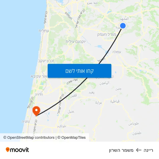 מפת ריינה למשמר השרון