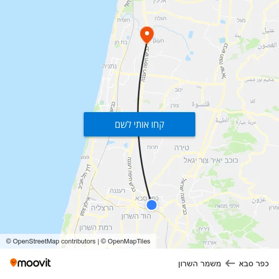 מפת כפר סבא למשמר השרון