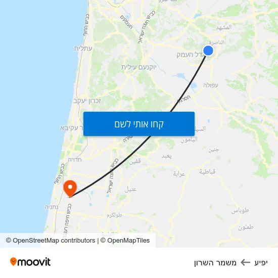 מפת יפיע למשמר השרון