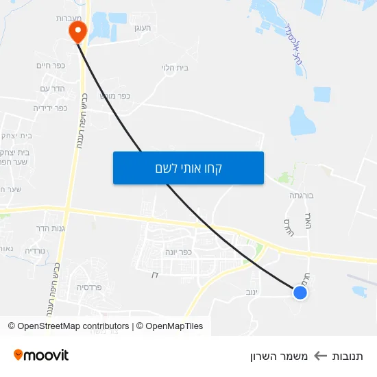 מפת תנובות למשמר השרון