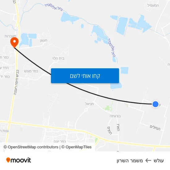 מפת עולש למשמר השרון