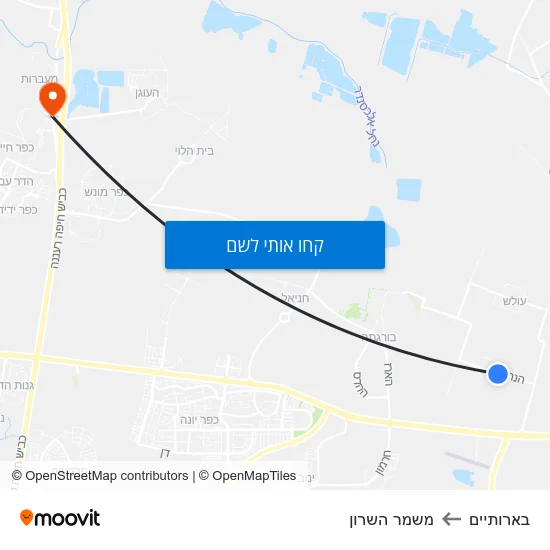 מפת בארותיים למשמר השרון