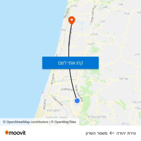 מפת טירת יהודה למשמר השרון