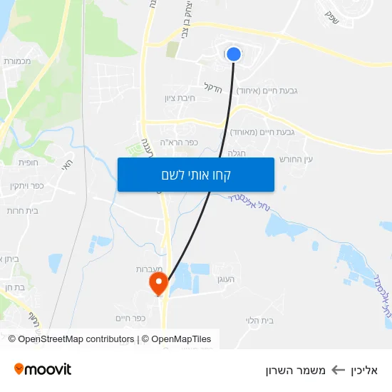 מפת אליכין למשמר השרון