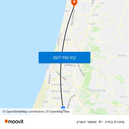 מפת מזכרת בתיה למשמר השרון