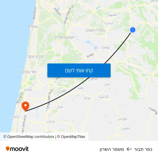 מפת כפר תבור למשמר השרון