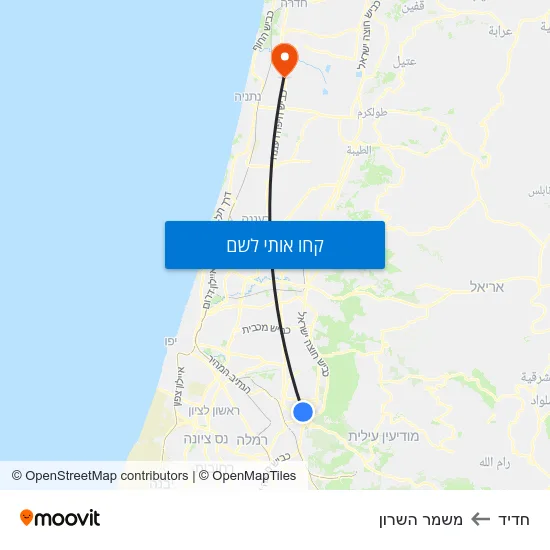 מפת חדיד למשמר השרון