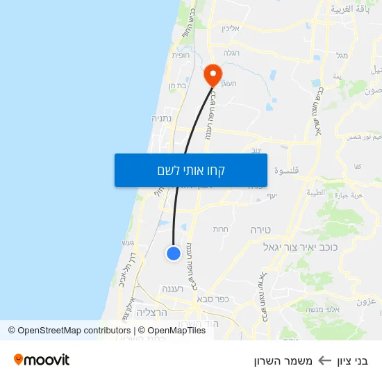 מפת בני ציון למשמר השרון