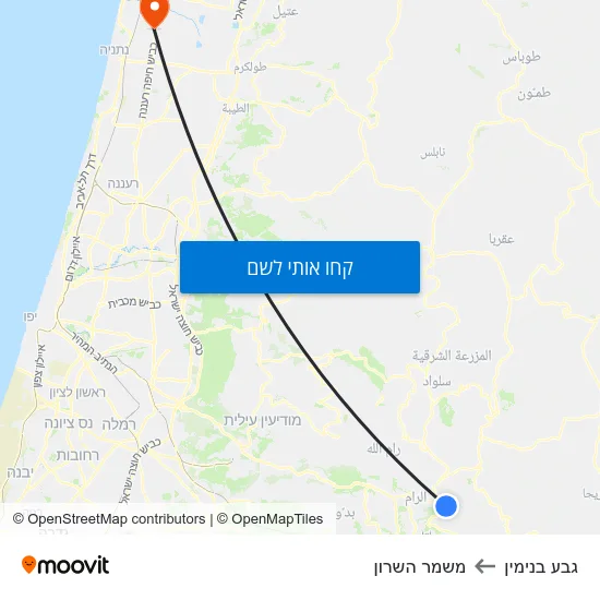 מפת גבע בנימין למשמר השרון