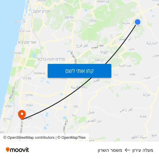 מפת מעלה עירון למשמר השרון