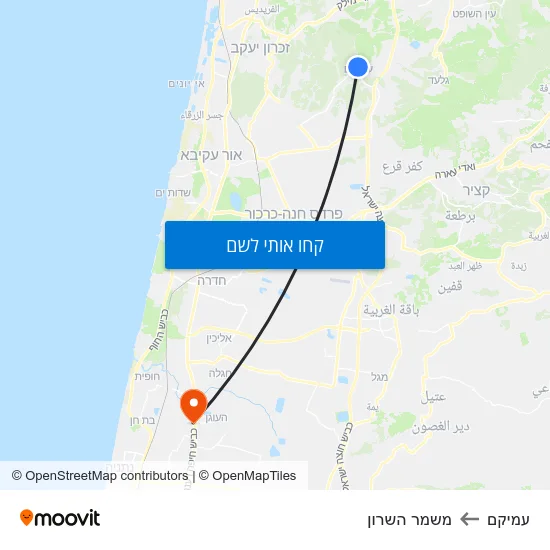 מפת עמיקם למשמר השרון