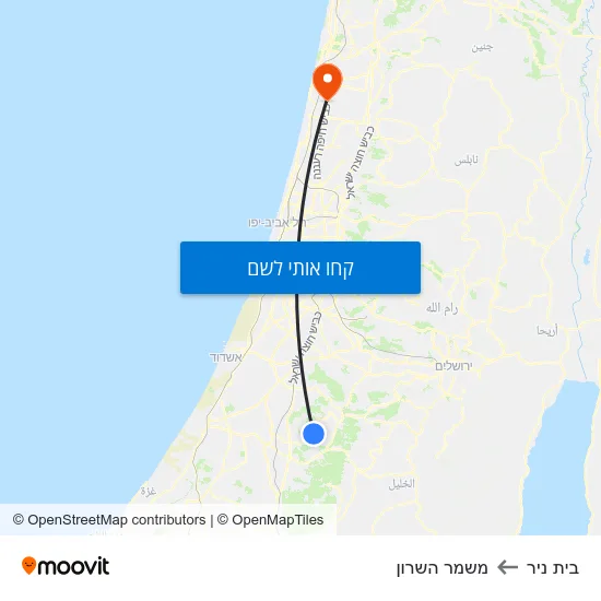 מפת בית ניר למשמר השרון