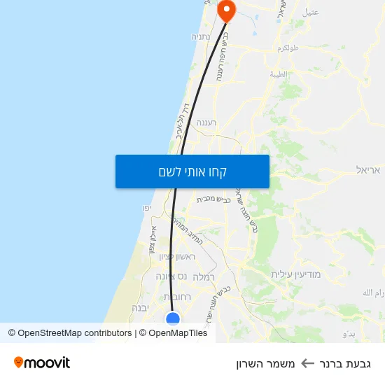 מפת גבעת ברנר למשמר השרון