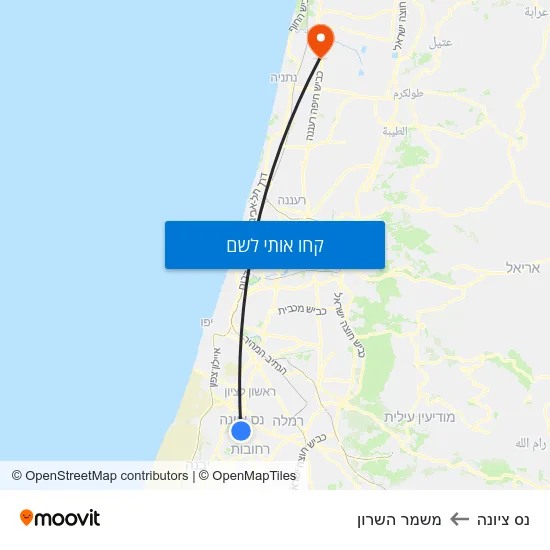 מפת נס ציונה למשמר השרון