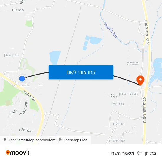 מפת בת חן למשמר השרון