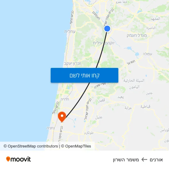 מפת אורנים למשמר השרון