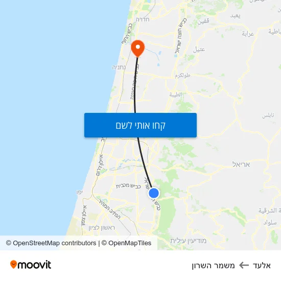 מפת אלעד למשמר השרון