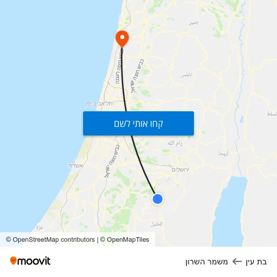 מפת בת עין למשמר השרון