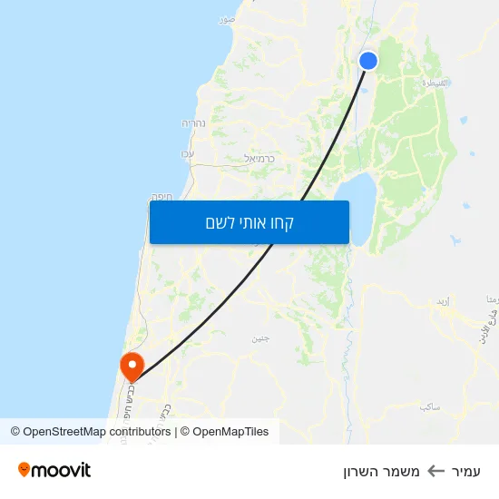 מפת עמיר למשמר השרון