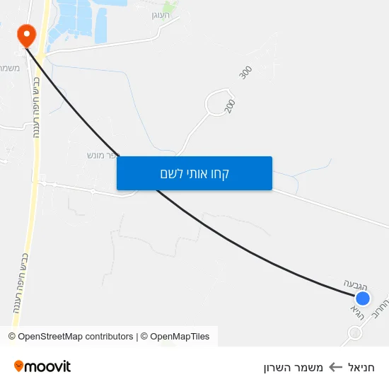 מפת חניאל למשמר השרון