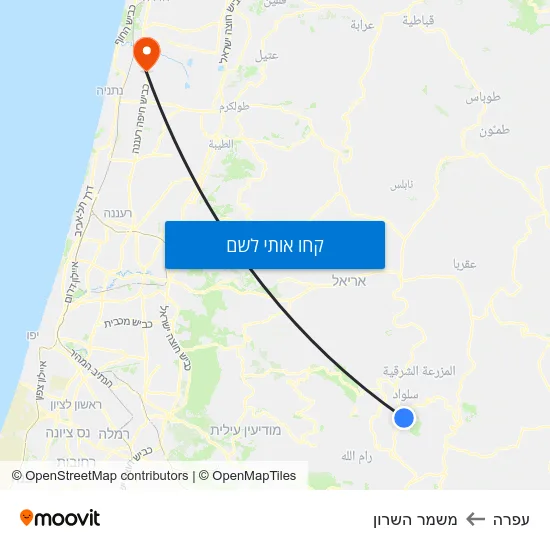 מפת עפרה למשמר השרון