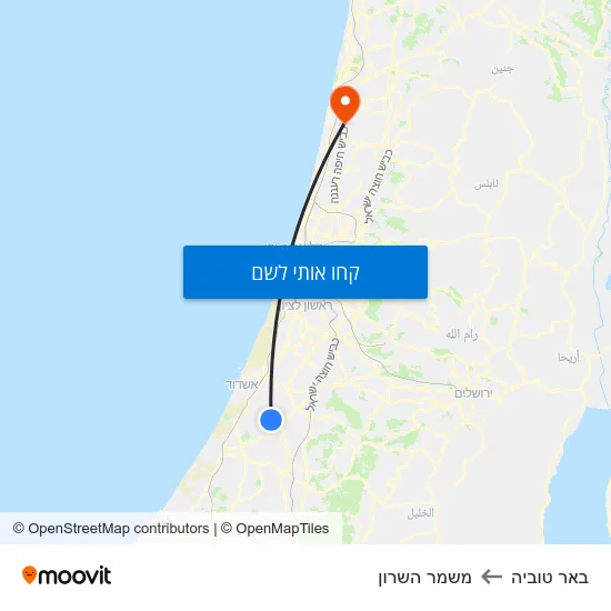 מפת באר טוביה למשמר השרון