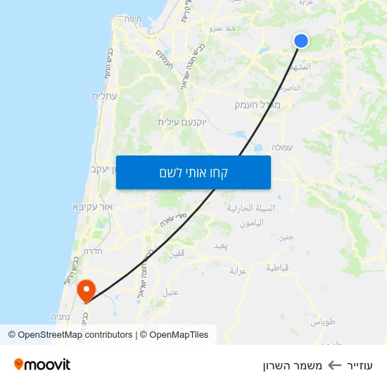 מפת עוזייר למשמר השרון