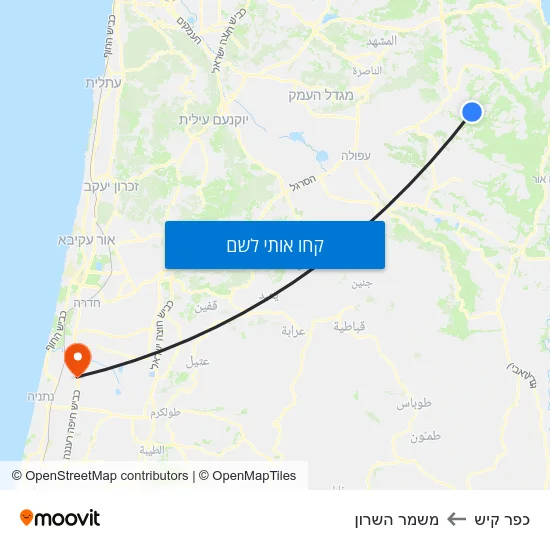 מפת כפר קיש למשמר השרון