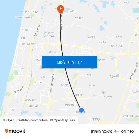 מפת כפר הס למשמר השרון