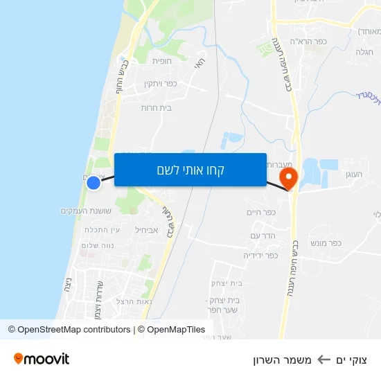 מפת צוקי ים למשמר השרון