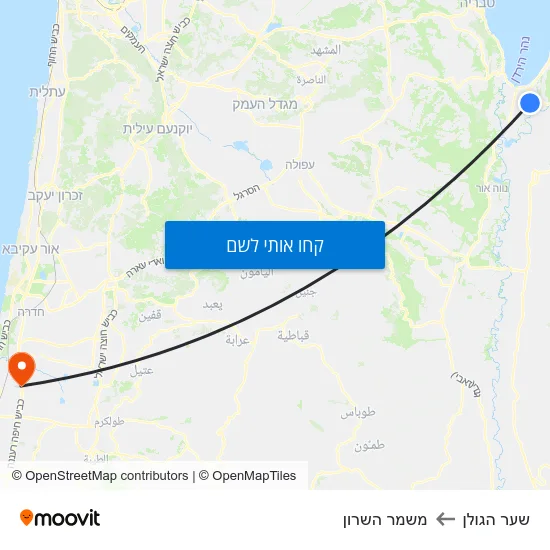 מפת שער הגולן למשמר השרון
