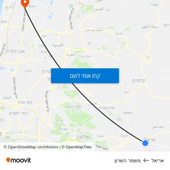 מפת אריאל למשמר השרון