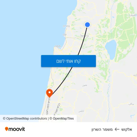 מפת אלקוש למשמר השרון