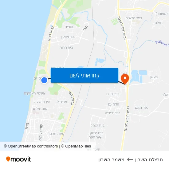מפת חבצלת השרון למשמר השרון