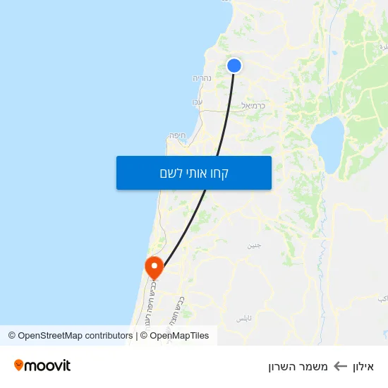 מפת אילון למשמר השרון
