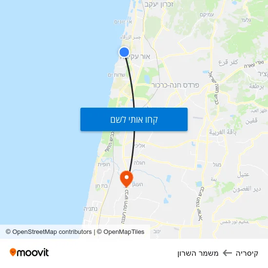 מפת קיסריה למשמר השרון