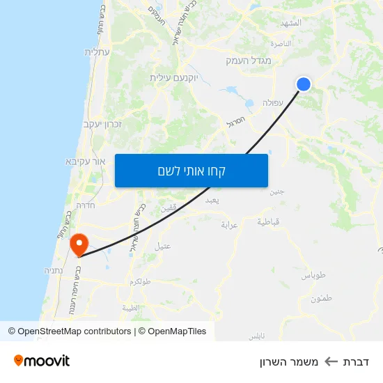 מפת דברת למשמר השרון