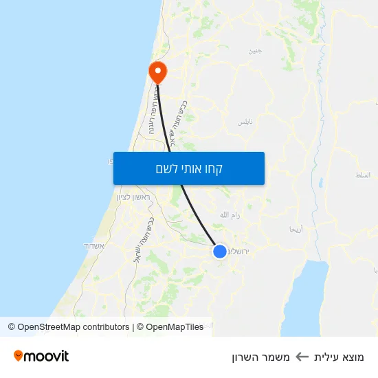 מפת מוצא עילית למשמר השרון