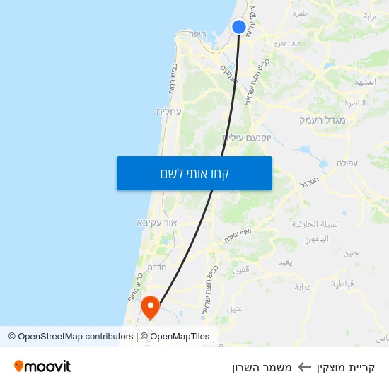 מפת קריית מוצקין למשמר השרון