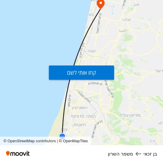 מפת בן זכאי למשמר השרון