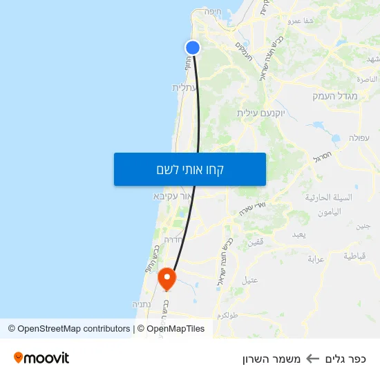מפת כפר גלים למשמר השרון