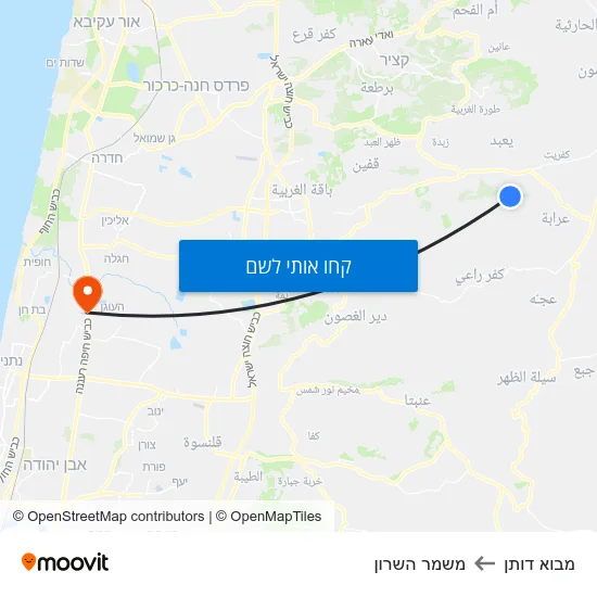 מפת מבוא דותן למשמר השרון