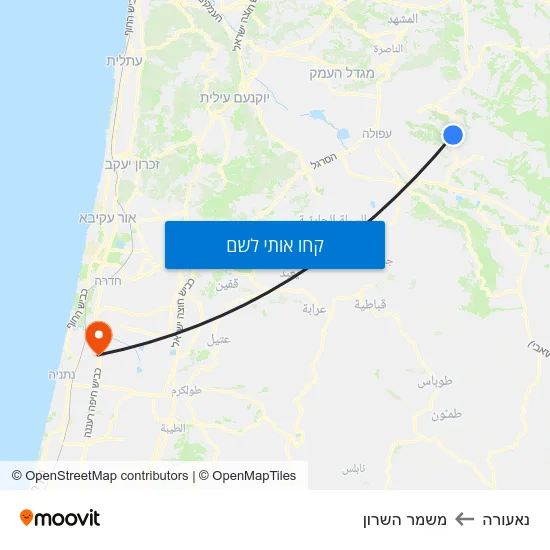 מפת נאעורה למשמר השרון
